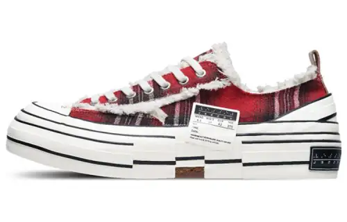VESSEL G.O.P. LOWS Forrest Red Plaid Low top Canvas Shoes Unisex Red