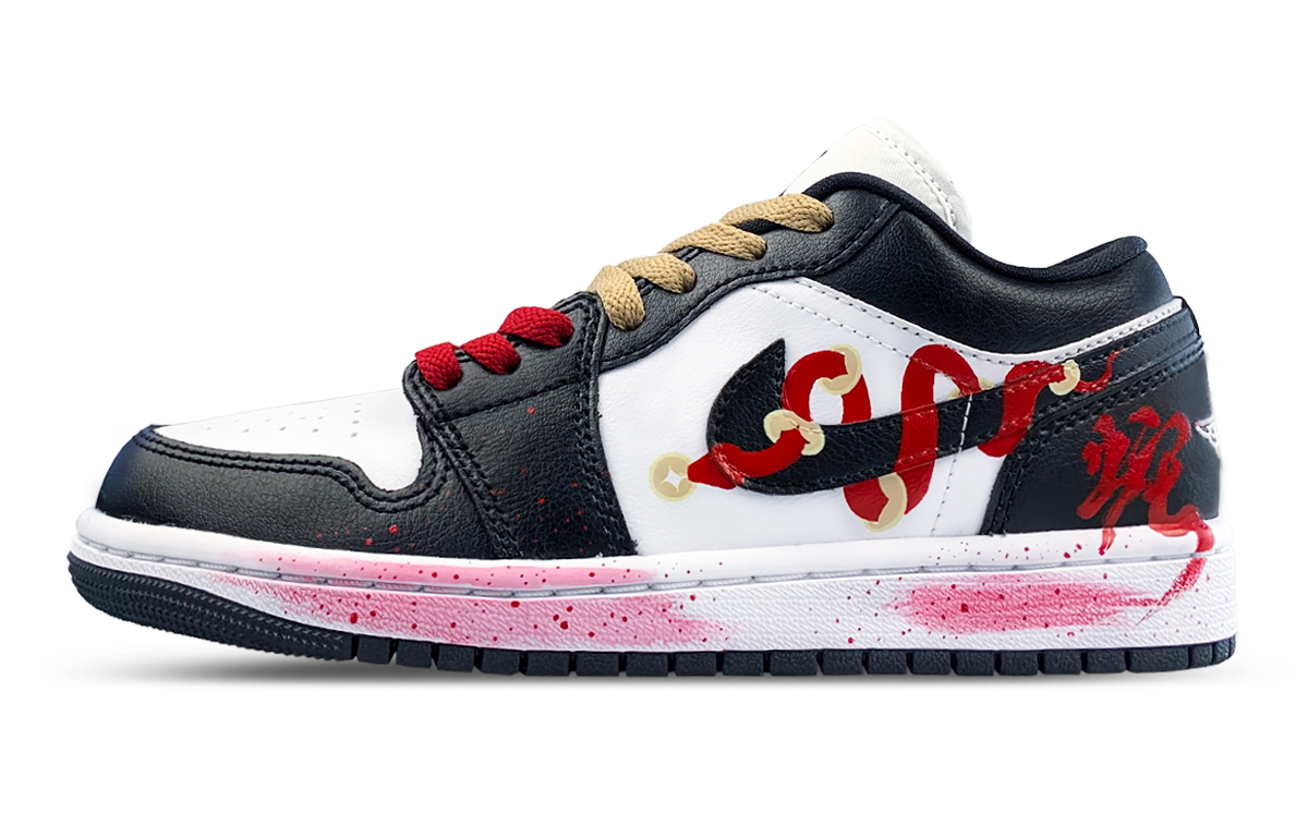 Jordan Air Jordan 1 Slip Resistant Low top Vintage Unisex Black White Red