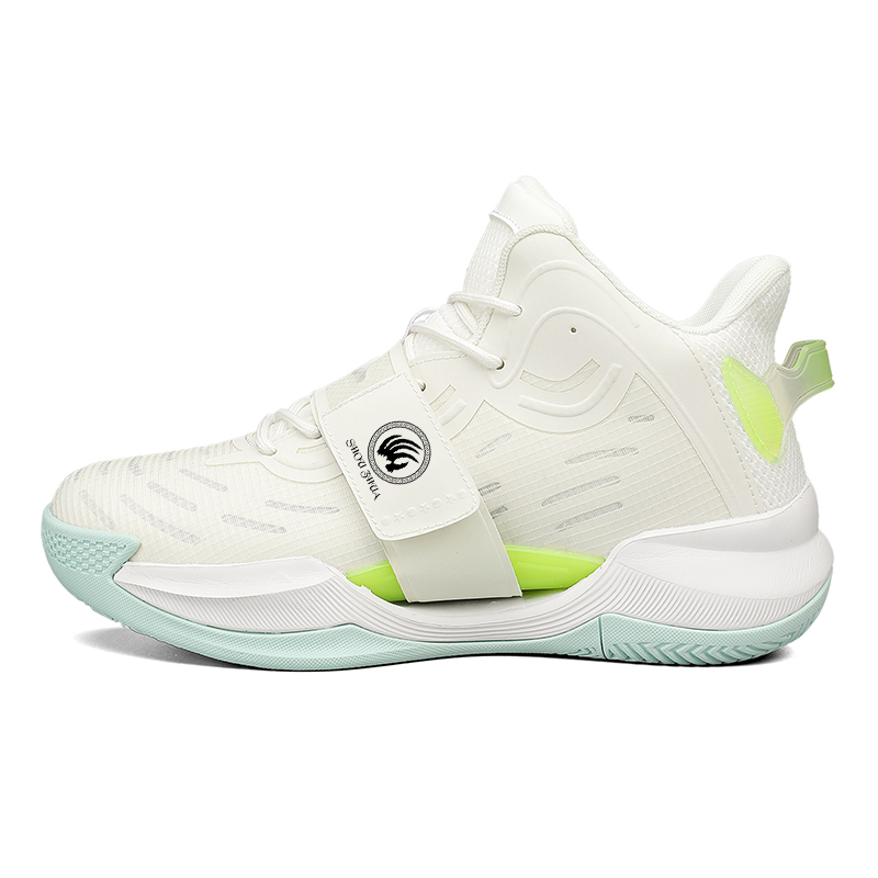 SHOUZHAO Mesh, Synthetic Leather Slip Resistant Mid top Basketball Shoes Unisex Ivory White