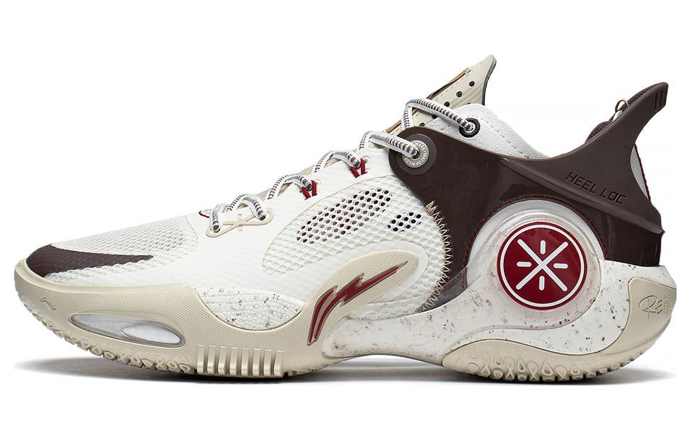 LiNing Wade Fission 8 Coffee Sports Trend Versatile Shock Absorbing Anti-Slip Wear-Resistant Low-top Basketball Shoes Men's White Brown Red