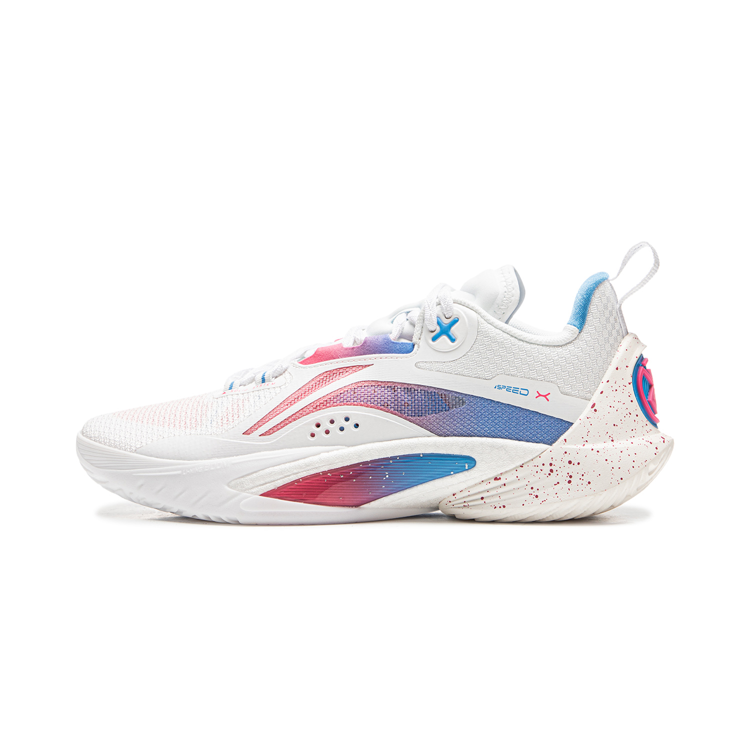 Li Ning Speed 10 Cushioning Slip Resistant Abrasion Resistant Breathable Low top Basketball Shoes Men’s White Pink Blue