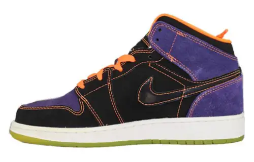 Jordan Air Jordan 1 Halloween Cushioning Slip Resistant Mid top Vintage Basketball Shoes Women's Black Purple