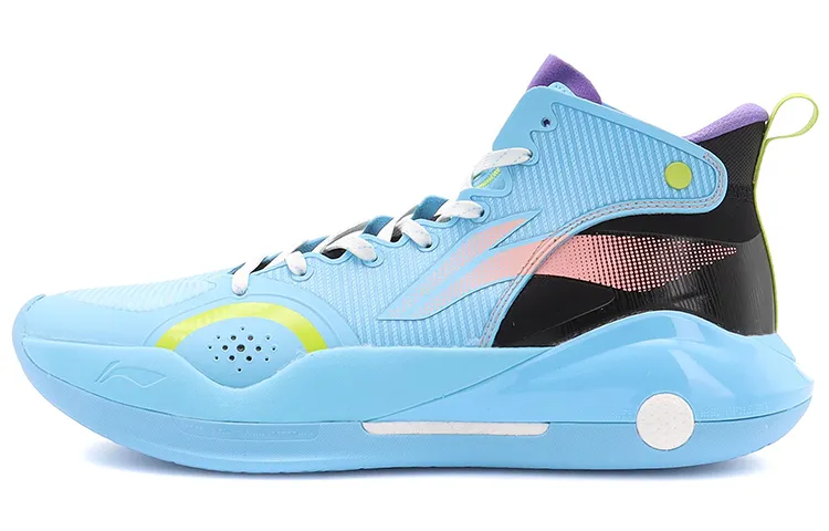 Li Ning YuShuai 15 TPU Cushioning Slip Resistant Abrasion Resistant Mid top Basketball Shoes Men's Moon White Blue
