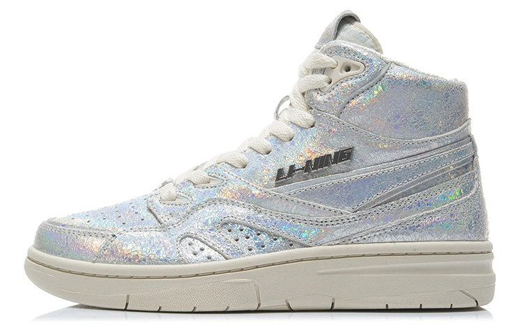 Li Ning 937 Deluxe Hi High top Vintage Basketball Shoes Women’s Silver
