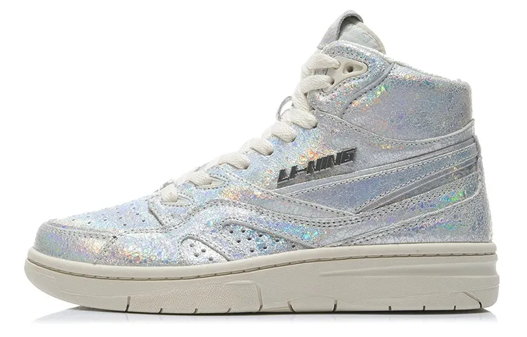 Li Ning 937 Deluxe Hi High top Vintage Basketball Shoes Women's Silver