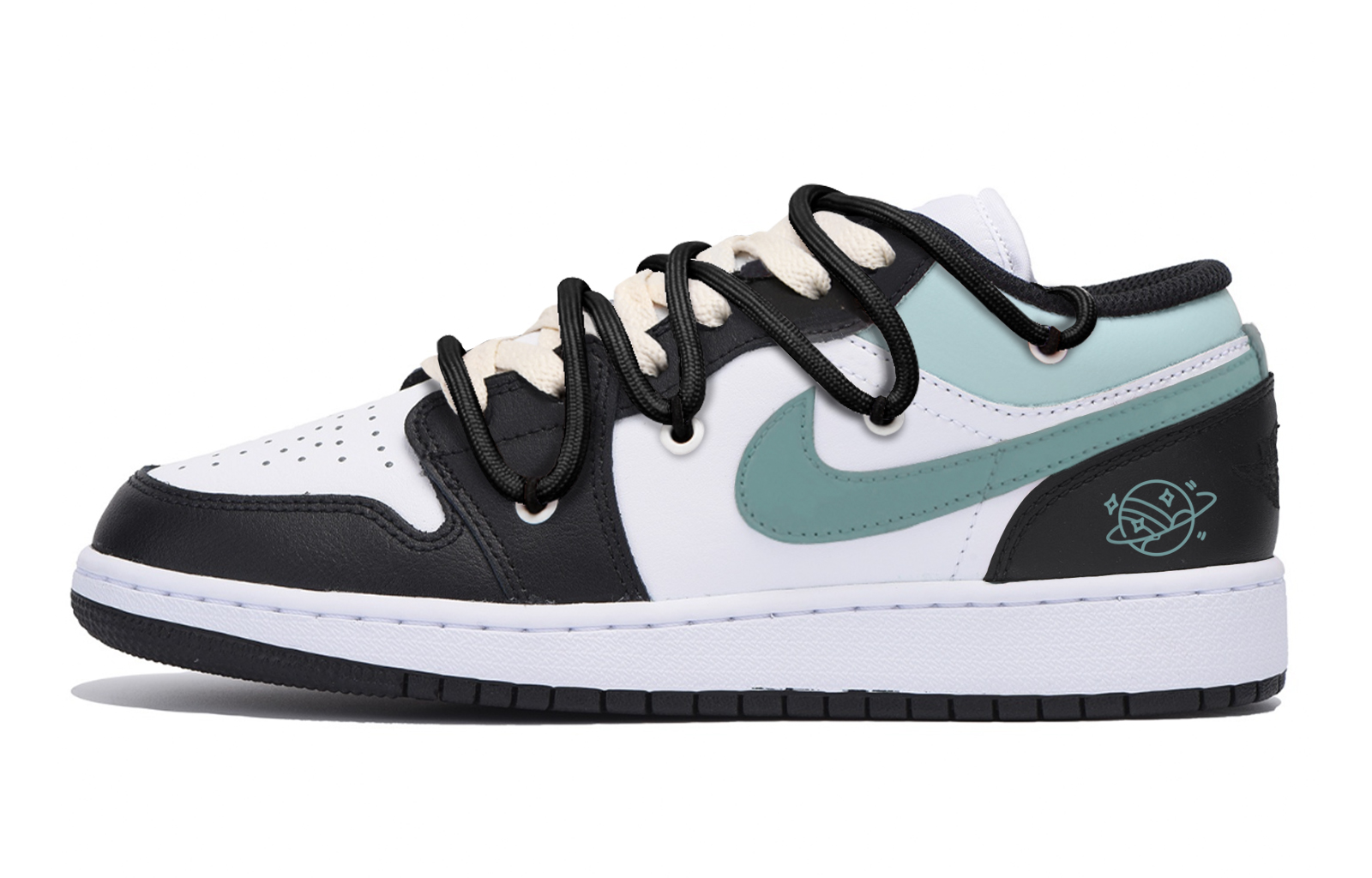 Jordan Air Jordan 1 Abrasion Resistant Low top Vintage Basketball Shoes Men’s Black White Green