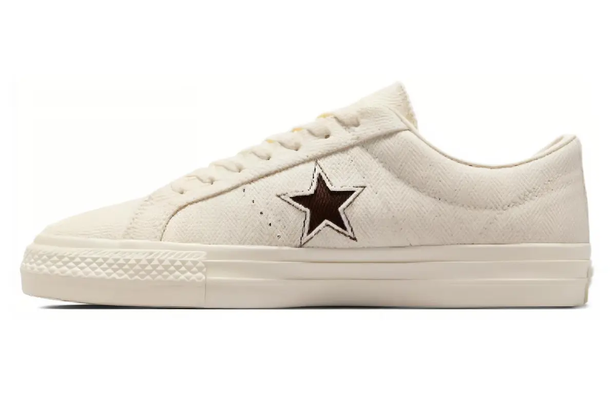 Converse Cons One Star Comfortable Abrasion Resistant Breathable Low top Canvas Shoes Unisex Beige