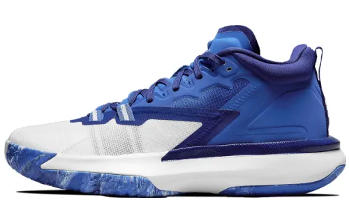 Jordan Zion 1 TB Zion shock-absorbing anti-slip wear-resistant wrapping support mid-top basketball shoes men's blue and white