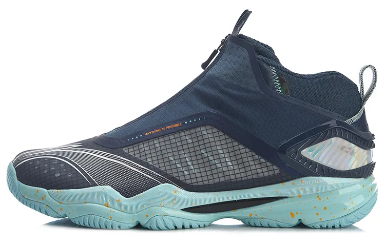 Li Ning 5.0 Cushioning Slip Resistant Abrasion Resistant Coverage Support Mid top Training Shoes Unisex Blue