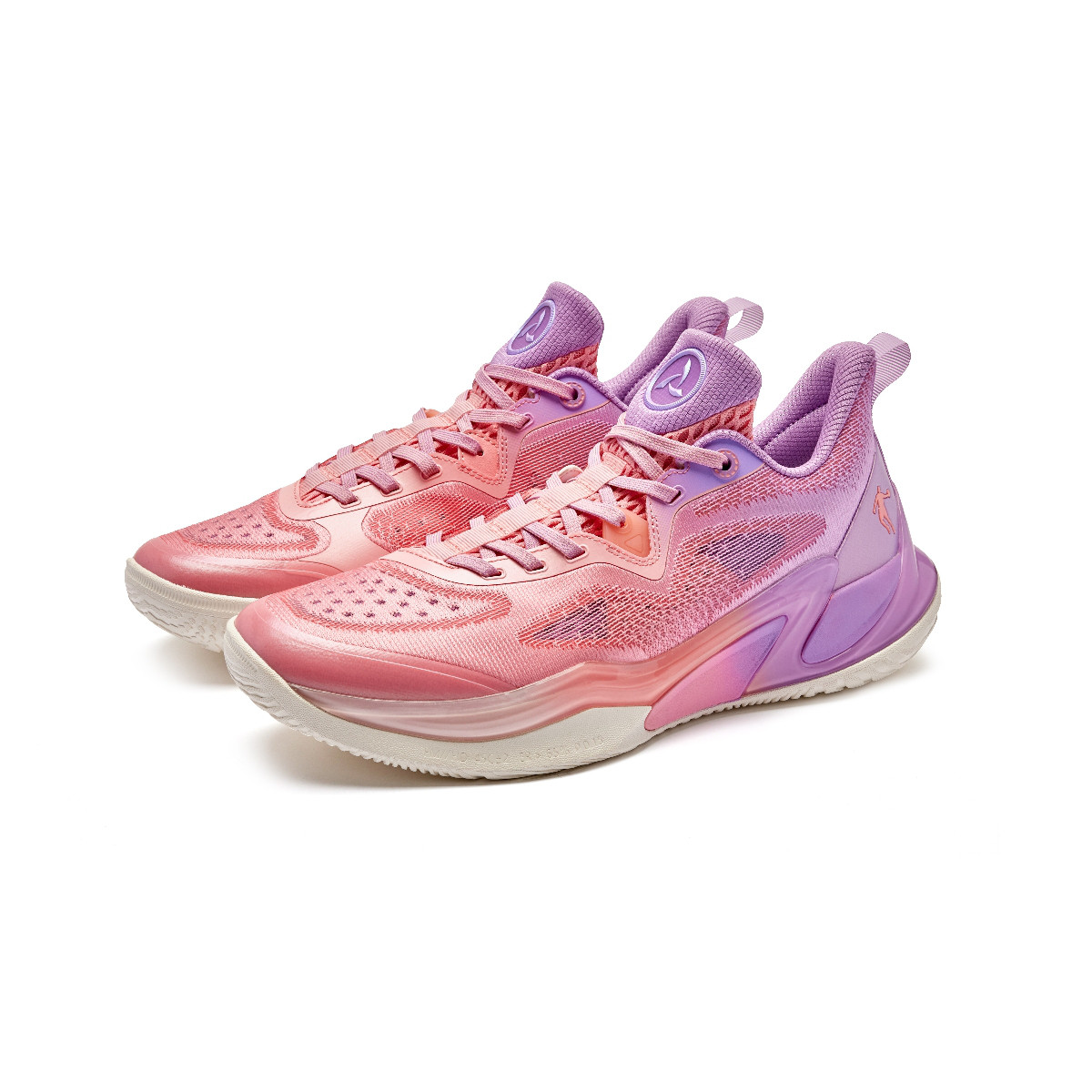 QIAODAN Wind Blade 4 Cushioning, Wear Resistant Low top Basketball Shoes Men’s Pink Purple