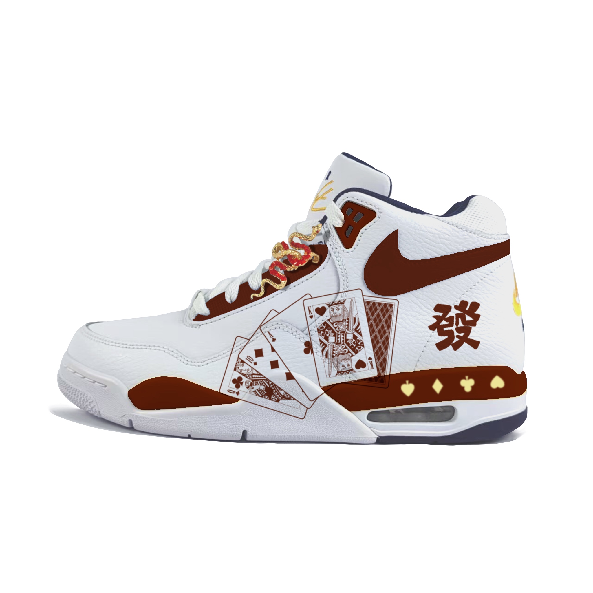 Nike Flight Legacy Cushioning Slip Resistant Abrasion Resistant High top Vintage Basketball Shoes Men’s White