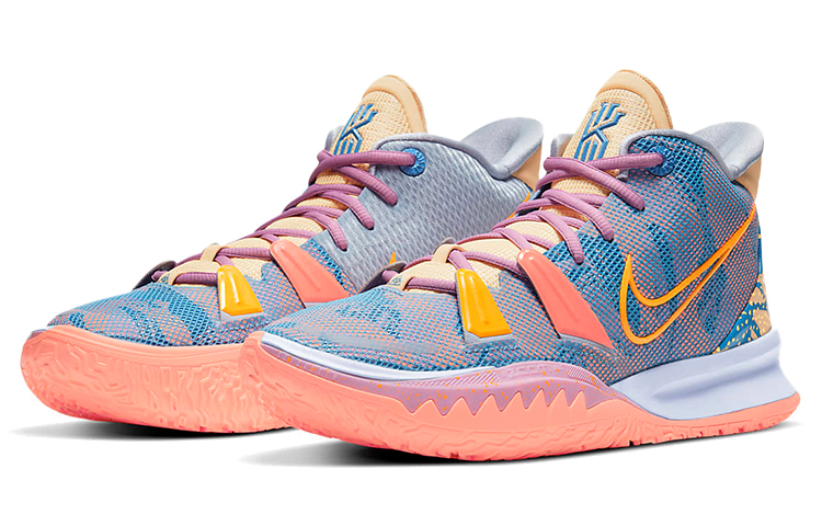 Кроссовки Nike Kyrie 7 "Expressions" 7 (розово-сине-желтые) — Розовый / синий / жёлтый — фото 3