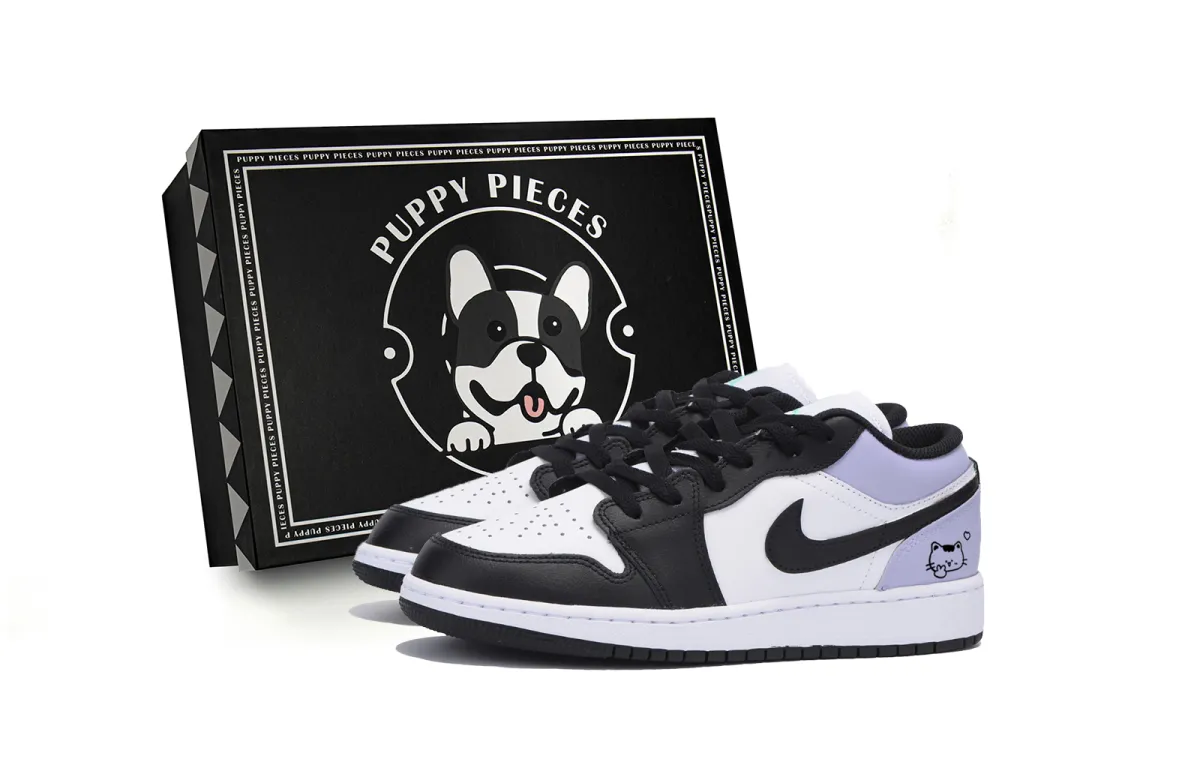 Jordan Air Jordan 1 Abrasion Resistant Low top Vintage Basketball Shoes Men's Black Purple