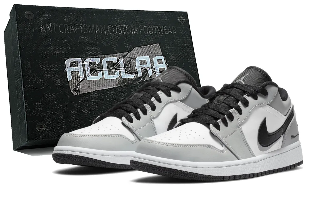 Jordan Air Jordan 1 Lightweight Low top Vintage Basketball Shoes Unisex Concrete Gray