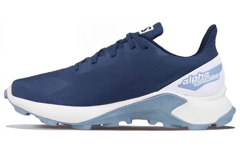 SALOMON Alphacross Blast Gore Tex Gt Outdoor Shoes Abrasion Resistant Breathable Low top Hiking Shoes Men's Blue White