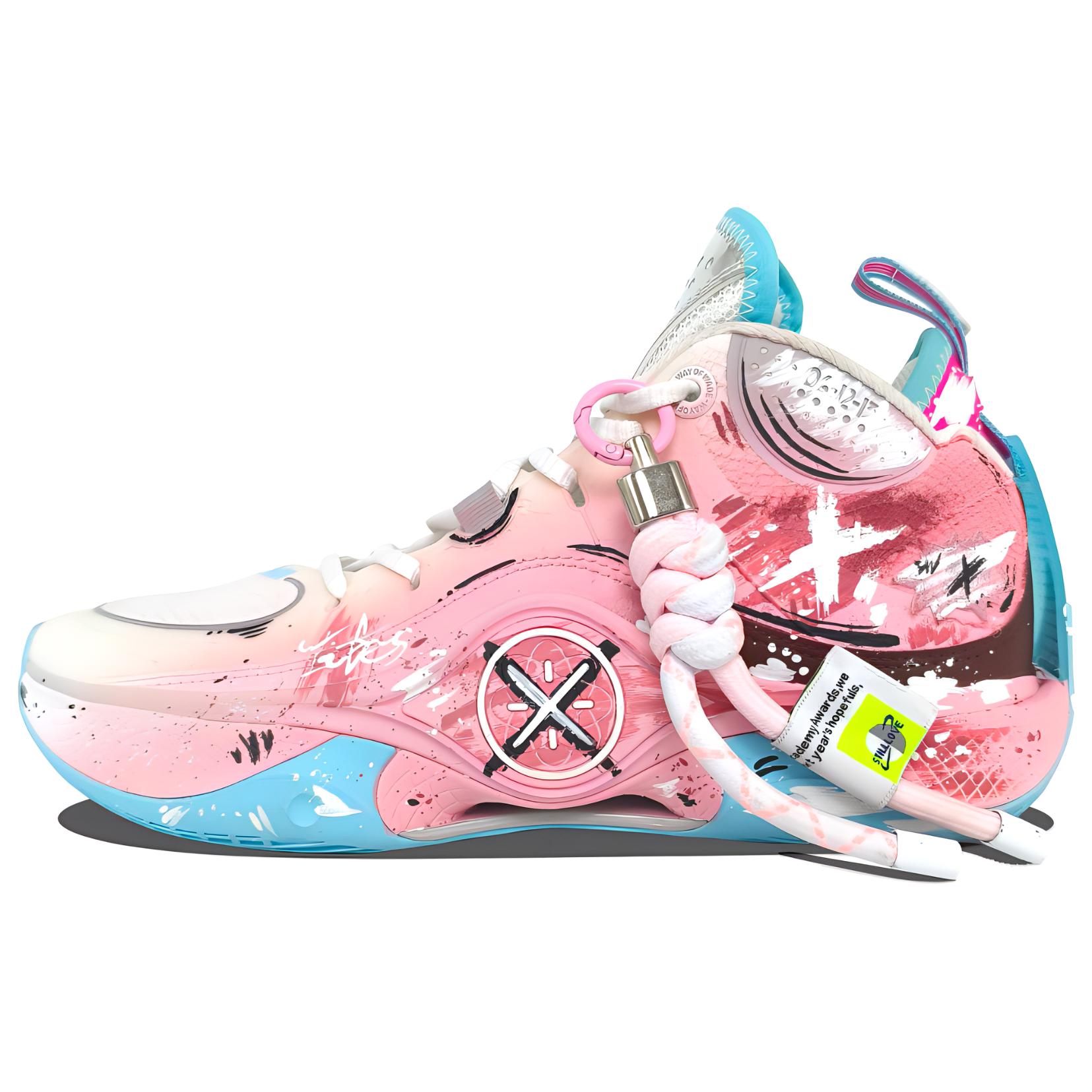 Li Ning Cushioning Breathable Rebound Cushioning Breathable Rebound Mid top Basketball Shoes Men’s Pink
