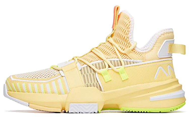 Anta Craze 1 Cushioning Slip Resistant Abrasion Resistant High top Basketball Shoes Men's Yellow White