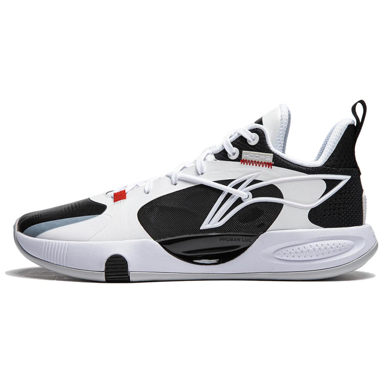 Li Ning Comfortable And Trendy Slip Resistant Abrasion Resistant Cushioning Low top Basketball Shoes Men’s White Black