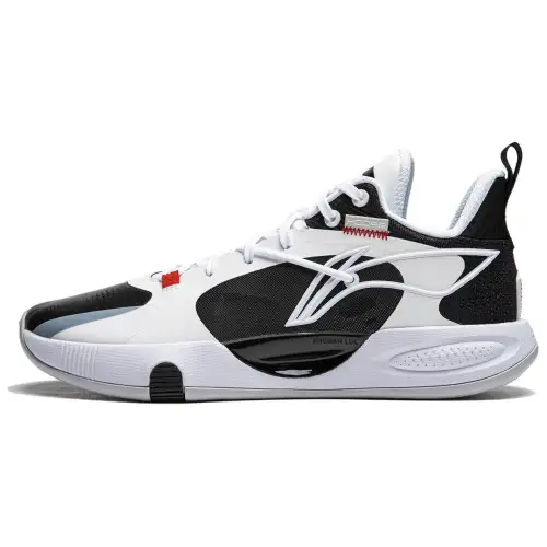 Li Ning Comfortable And Trendy Slip Resistant Abrasion Resistant Cushioning Low top Basketball Shoes Men's White Black