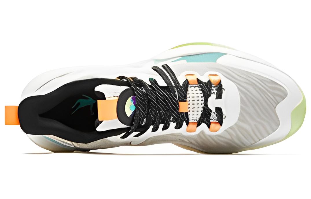 QIAODAN Q KUNGFU Cushioning Slip Resistant Abrasion Resistant Mid top Basketball Shoes Men’s White Green