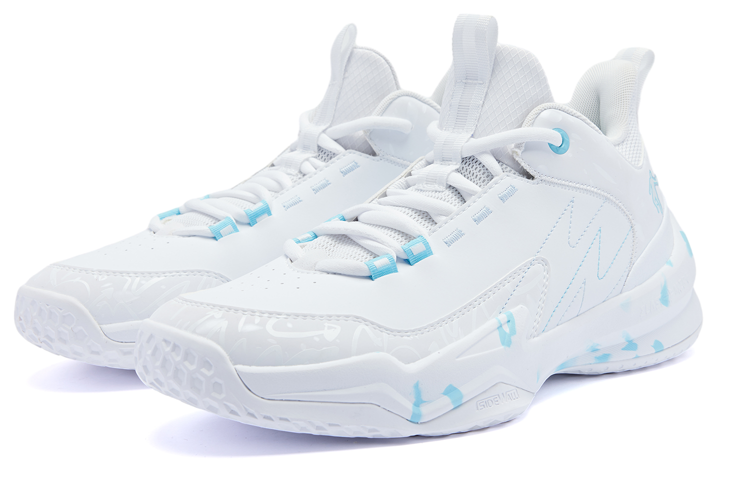 QIAODAN Cushioning Abrasion Resistant Cushioning, Wear Resistant Mid top Basketball Shoes Men’s White Blue