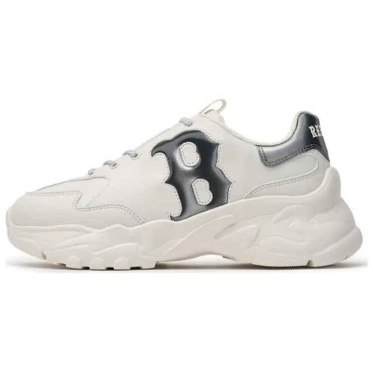 MLB Big Ball Chunky Boston Red Sox Synthetic Leather Cushioning, Wear Resistant Low top Chunky Sneakers Unisex Ecru