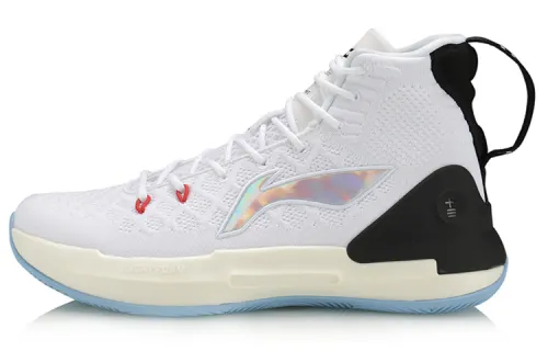 LiNing Li Ning Yushuai 13 one-piece fabric non-slip wear-resistant high-top Light Foam basketball shoes men's white