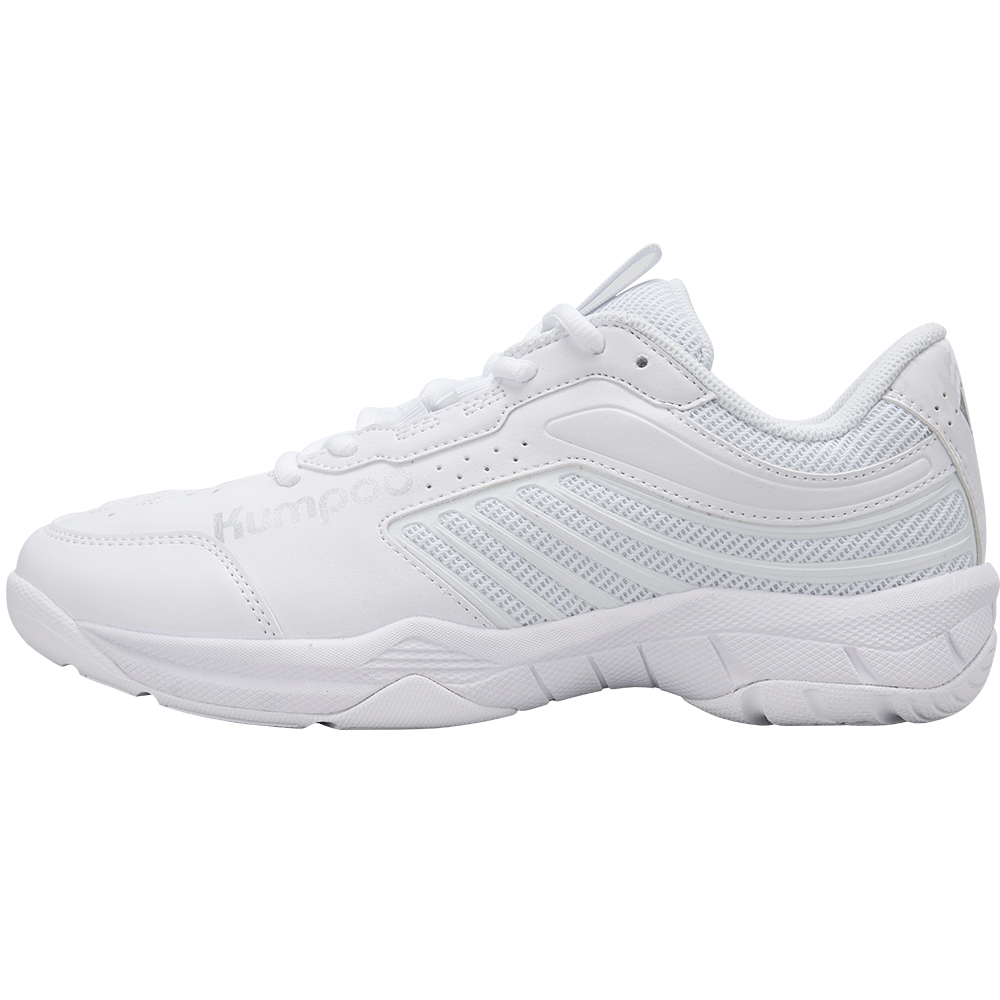KUMPOO Versatile Cushioning Slip Resistant Breathable Coverage Support Low top Badminton Shoes Unisex White