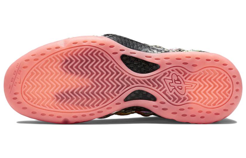 Мужские кроссовки Nike Foamposite One (сине-цветные) — 黑/黑/熔岩/湖蓝 — фото 5