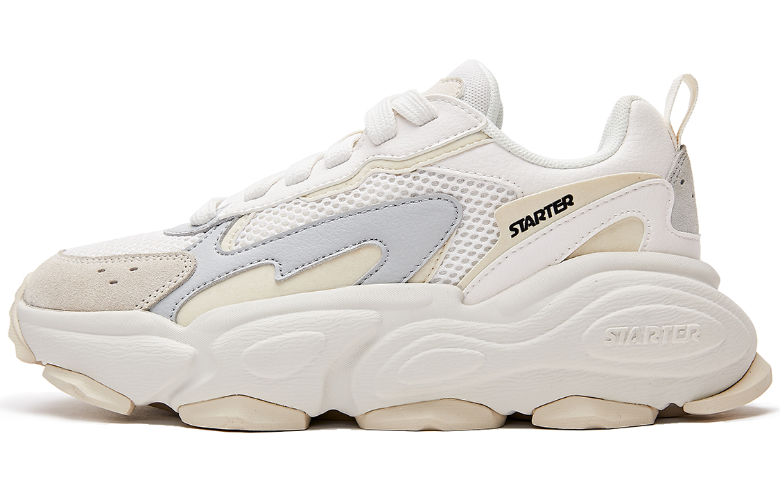 STARTER Textile, Synthetic Leather, Leather Abrasion Resistant Low top Chunky Sneakers Women's White Gray