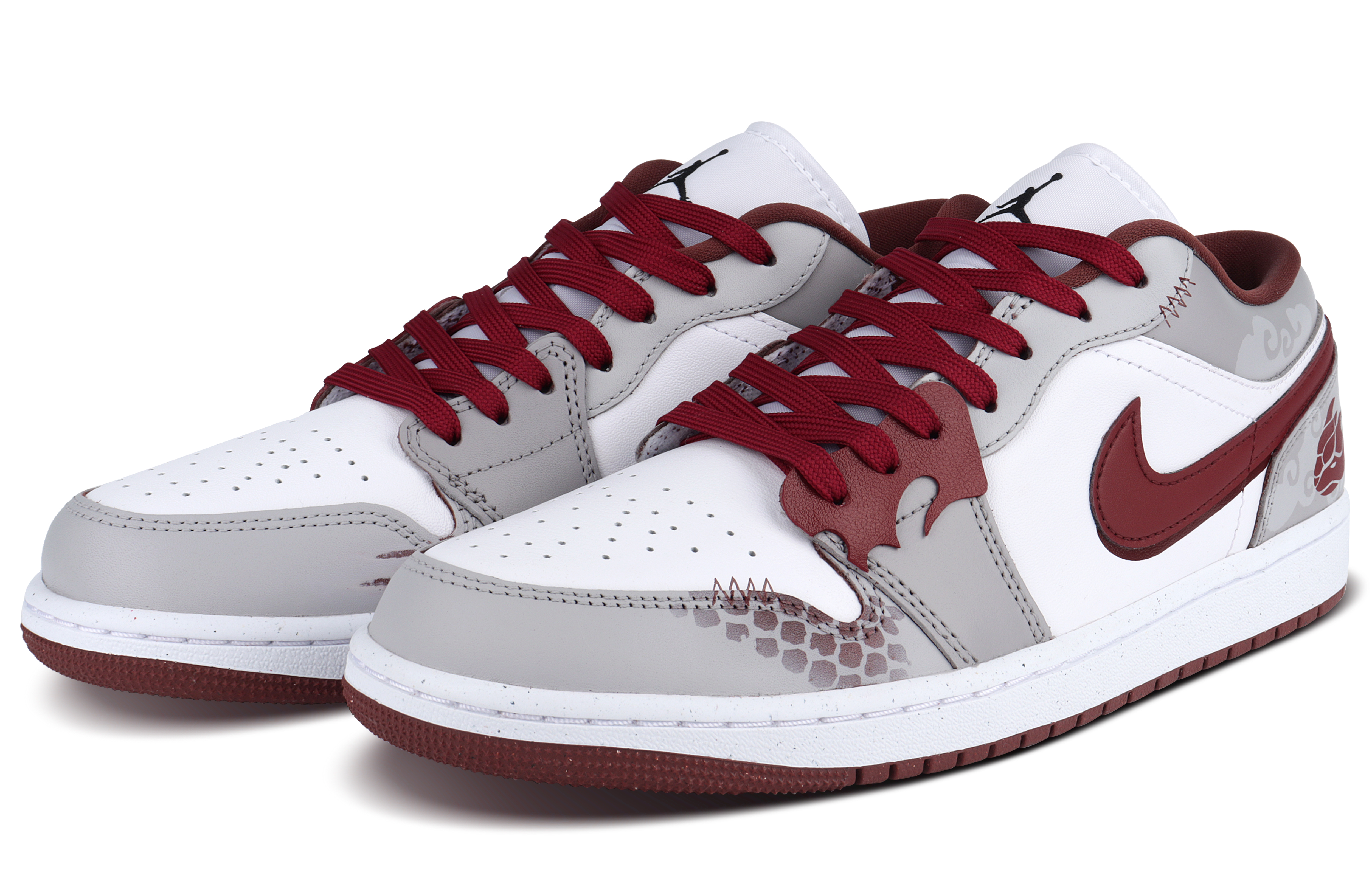 Jordan Air Jordan 1 Low top Vintage Basketball Shoes Unisex Red Gray