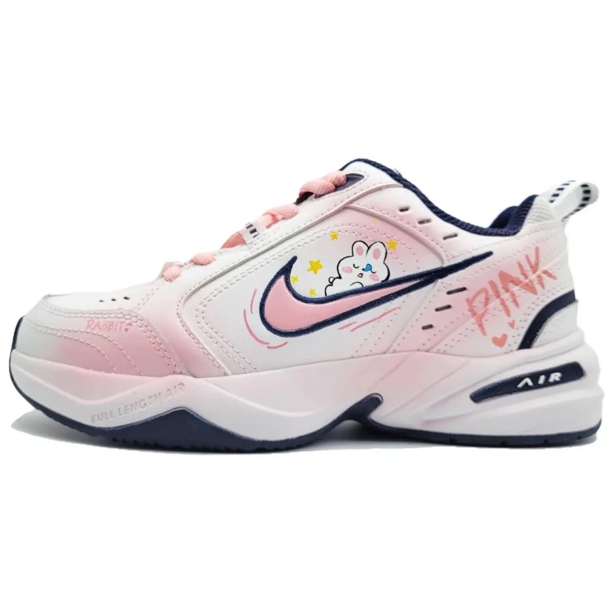 Nike Air Monarch 4 White Navy Synthetic Leather, Artificial Leather