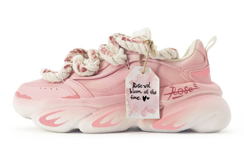 Anta Cat Paw Cushioning Slip Resistant Abrasion Resistant Low top Chunky Sneakers Women's Pink