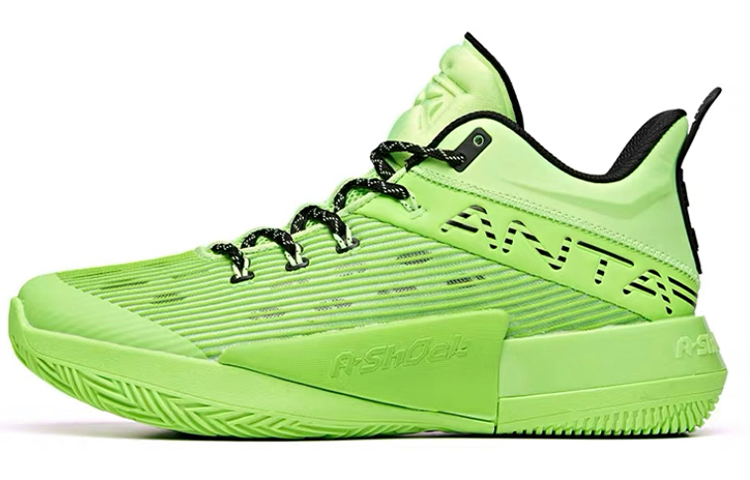 Anta Attack 2 Cushioning Slip Resistant Abrasion Resistant Mid top Basketball Shoes Men's Black Green