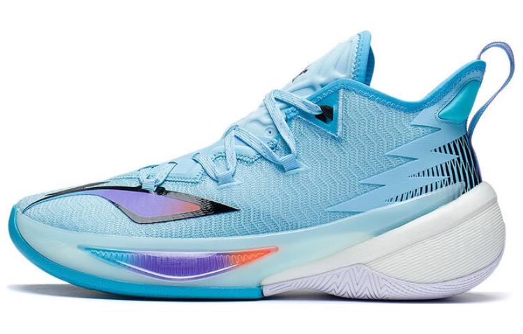 Li Ning Power 9 Basketball Shoes Men’s Mid Top Light Blue/Black