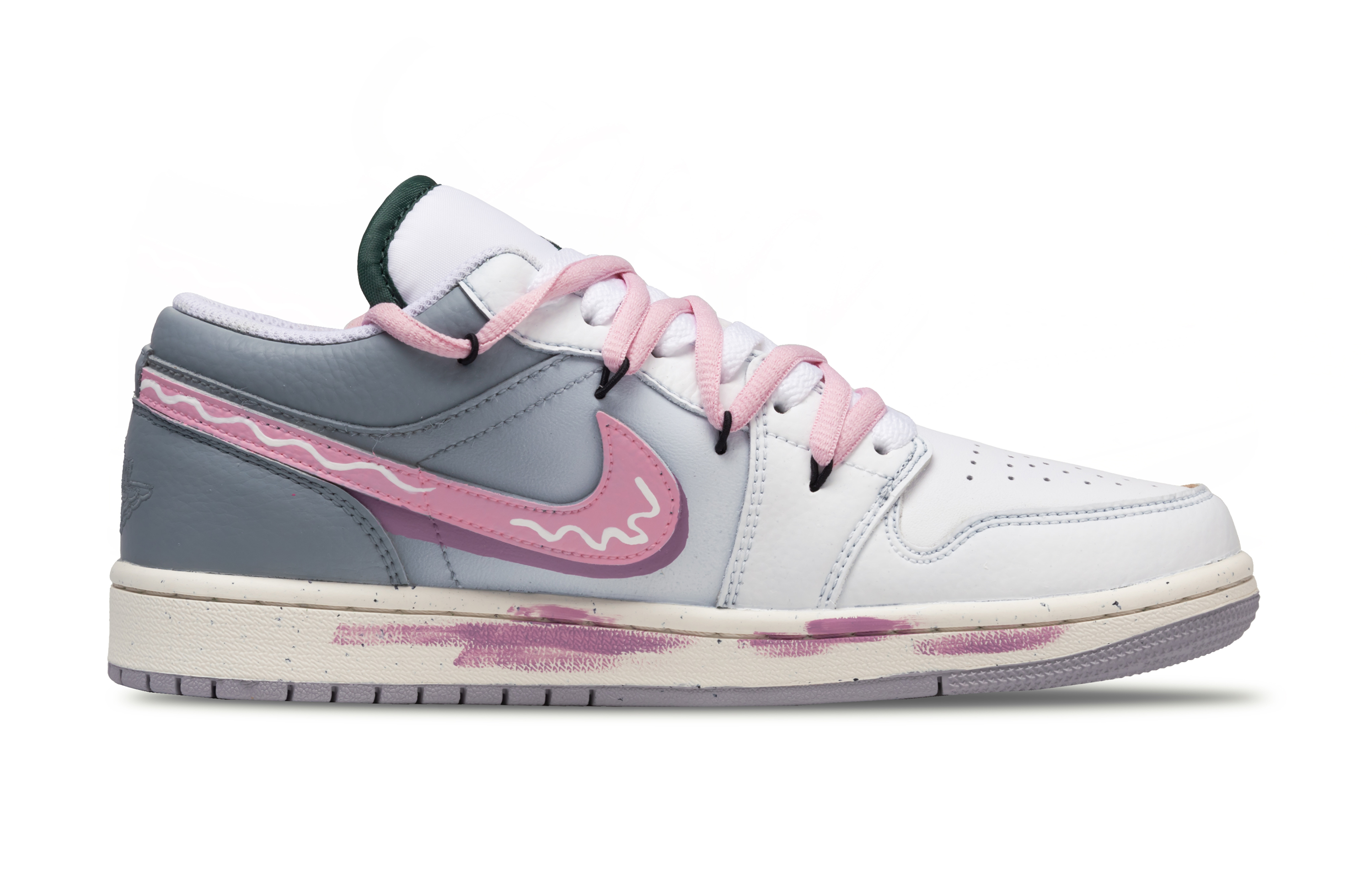 Jordan Air Jordan 1 Cushioning Low top Vintage Basketball Shoes Women’s White Pink Gray