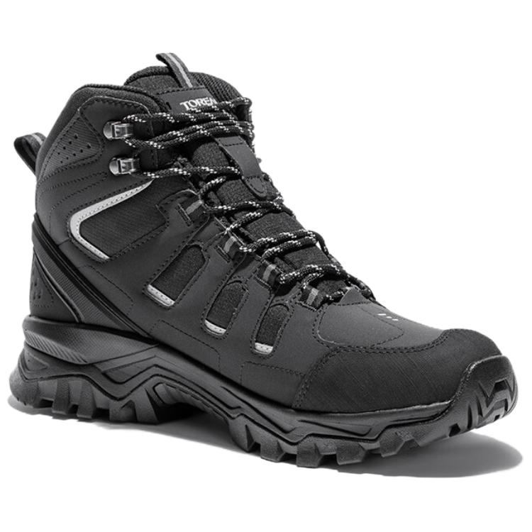 TOREAD Cushioning Slip Resistant High top Mountaineering Shoes Men’s Black Gray
