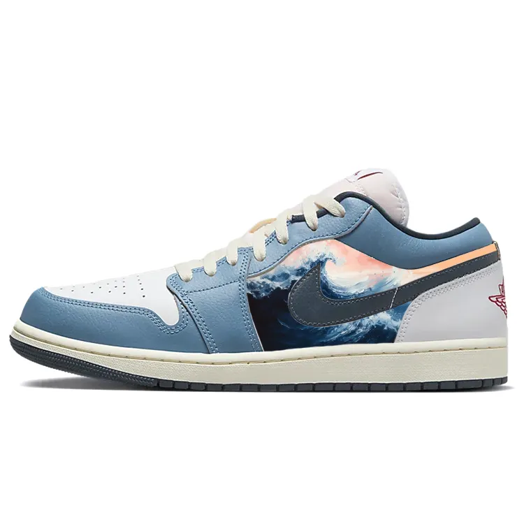 Jordan Air Jordan 1 Cushioning Abrasion Resistant Slip Resistant Low top Vintage Basketball Shoes Men's Marine Blue