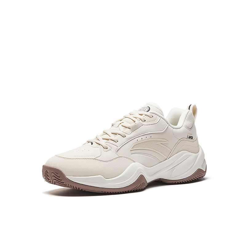 Anta Variety Training Collection Cushioning, Wear Resistant Low top Tennis Shoes Men’s Fish Belly Ivory White