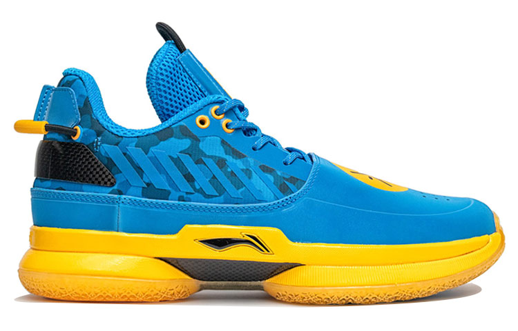 Li Ning WOW 7 Cushioning Slip Resistant Abrasion Resistant Low top Basketball Shoes Men’s Blue Yellow