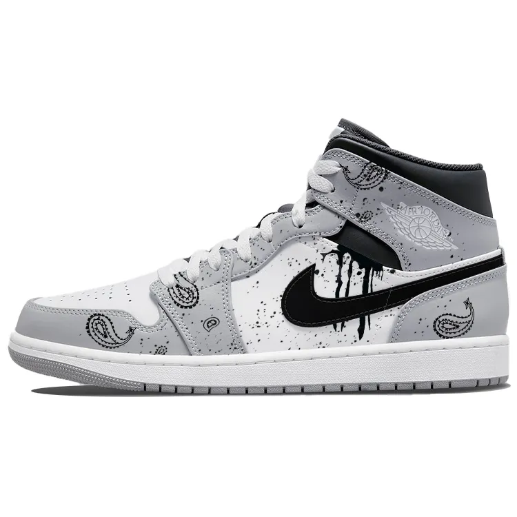 Jordan Air Jordan 1 Vintage Basketball Shoes Men's Mid Top White/Gray