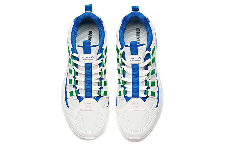 Anta Variety Training Collection Cushioning Slip Resistant Low top Training Shoes White Blue Green