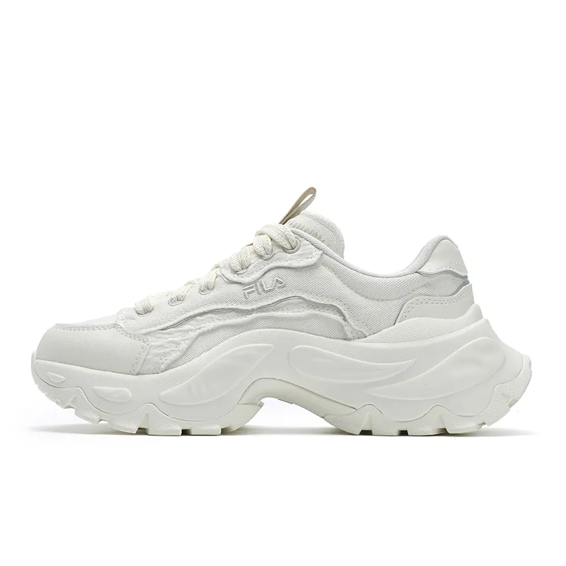 FILA SOFIA 4 Fish Bone Shoes Low top Canvas Shoes Women's White Silver
