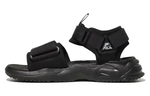 FILA Rayflies Sandals Slip Resistant Abrasion Resistant Beach Sandals Unisex Black Korean Style