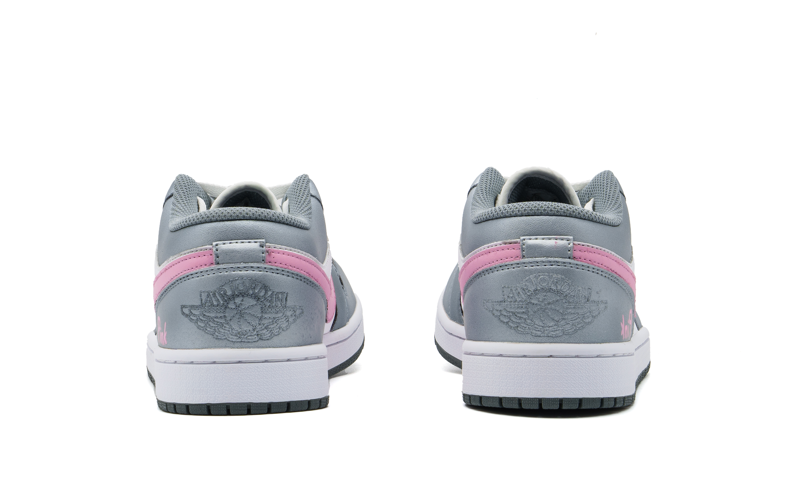 Jordan Air Jordan 1 Abrasion Resistant Low top Vintage Basketball Shoes Unisex Silver Pink