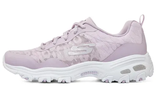 Skechers D'Lites 1.0 Mesh, Synthetic Leather Lace Up Low top Chunky Sneakers Women's Lavender
