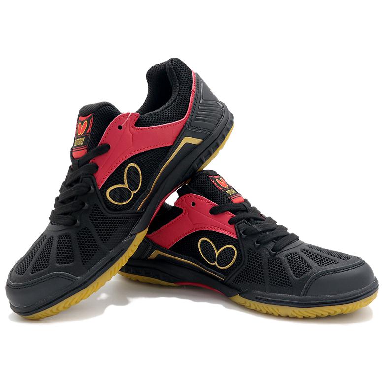 Butterfly Slip Resistant Abrasion Resistant Low top Table Tennis Shoes Unisex Black Red