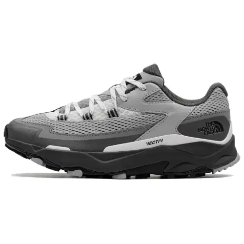 THE NORTH FACE VECTIV TARAVAL Mesh, Leather Slip Resistant Abrasion Resistant Low top Hiking Shoes Men's Gray