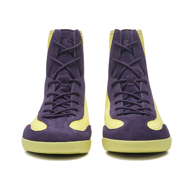 EQLZ EQUALIZER Anti-Slip Wear-Resistant High-Top Vintage Basketball Shoes Unisex Gravel Yellow Classic Purple