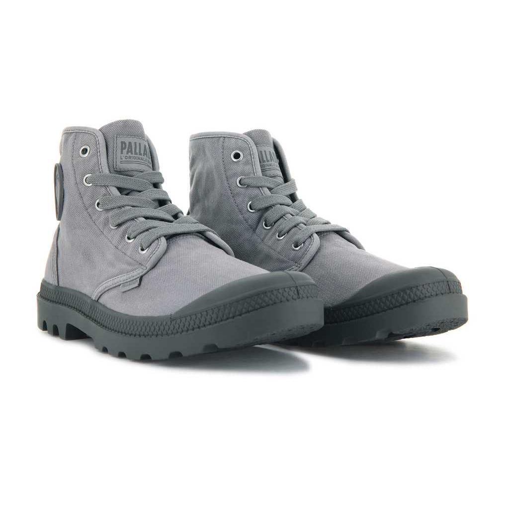 Palladium Abrasion Resistant Mid Top Combat Boots Men’s Gray Flannel